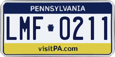 PA license plate LMF0211