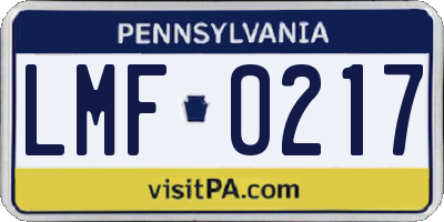 PA license plate LMF0217