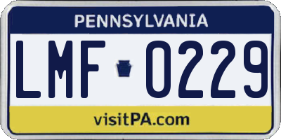 PA license plate LMF0229