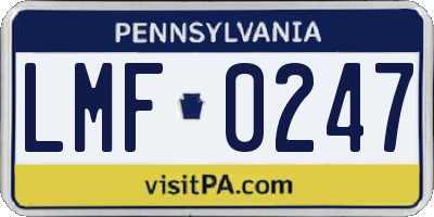 PA license plate LMF0247