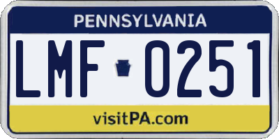 PA license plate LMF0251