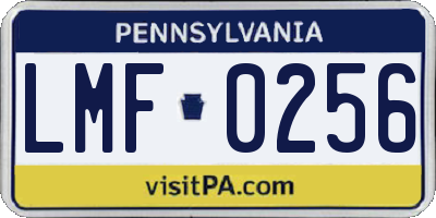 PA license plate LMF0256