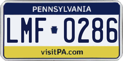 PA license plate LMF0286