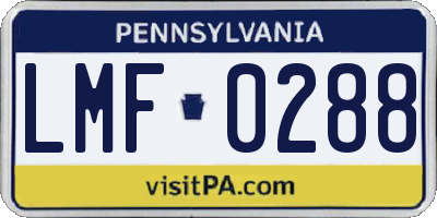 PA license plate LMF0288