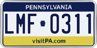 PA license plate LMF0311