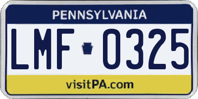 PA license plate LMF0325
