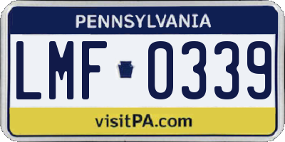 PA license plate LMF0339