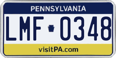 PA license plate LMF0348