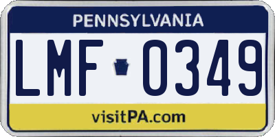 PA license plate LMF0349