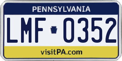 PA license plate LMF0352