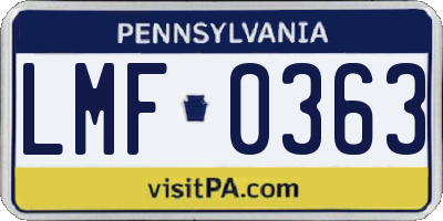 PA license plate LMF0363