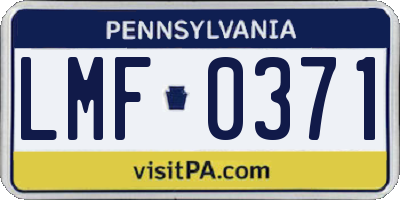 PA license plate LMF0371