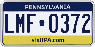PA license plate LMF0372