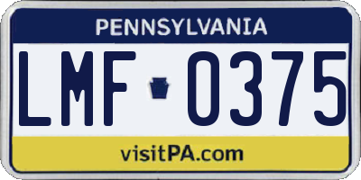 PA license plate LMF0375