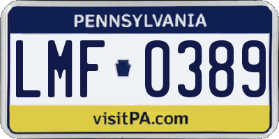 PA license plate LMF0389