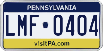 PA license plate LMF0404