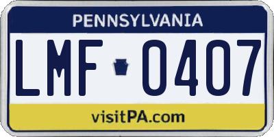 PA license plate LMF0407