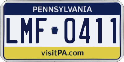 PA license plate LMF0411