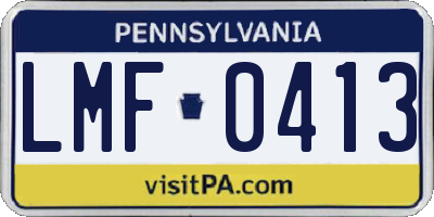 PA license plate LMF0413