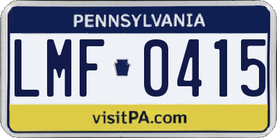 PA license plate LMF0415