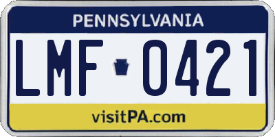 PA license plate LMF0421