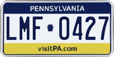 PA license plate LMF0427
