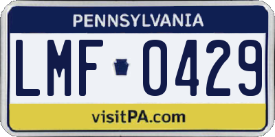 PA license plate LMF0429