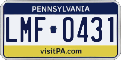 PA license plate LMF0431