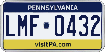 PA license plate LMF0432