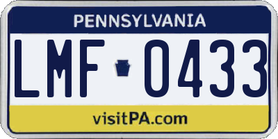 PA license plate LMF0433