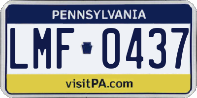 PA license plate LMF0437