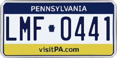 PA license plate LMF0441