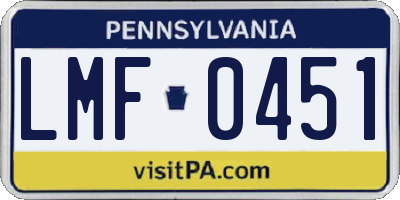 PA license plate LMF0451