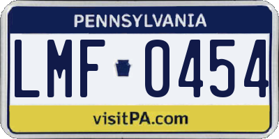 PA license plate LMF0454