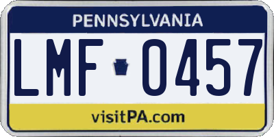 PA license plate LMF0457