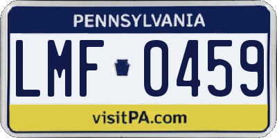 PA license plate LMF0459