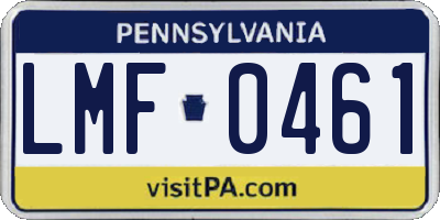 PA license plate LMF0461