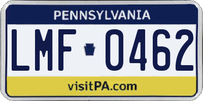 PA license plate LMF0462