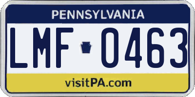PA license plate LMF0463