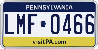 PA license plate LMF0466