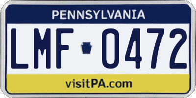 PA license plate LMF0472