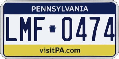 PA license plate LMF0474