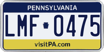 PA license plate LMF0475