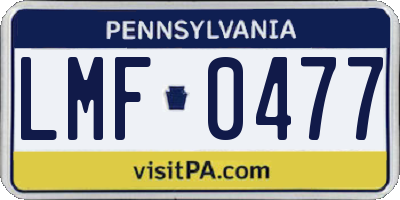 PA license plate LMF0477