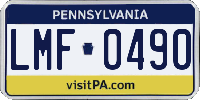 PA license plate LMF0490