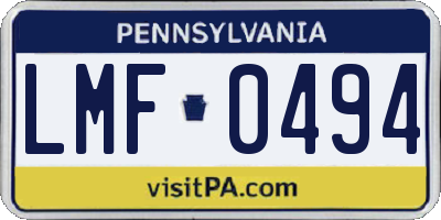 PA license plate LMF0494