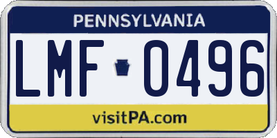 PA license plate LMF0496