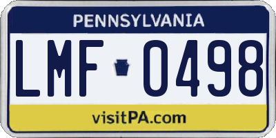 PA license plate LMF0498