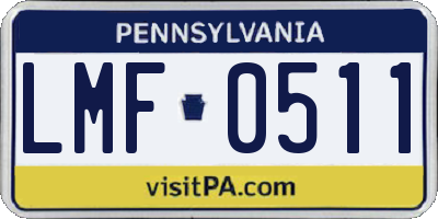 PA license plate LMF0511