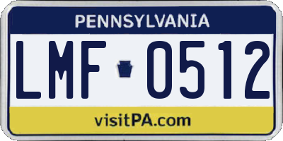 PA license plate LMF0512